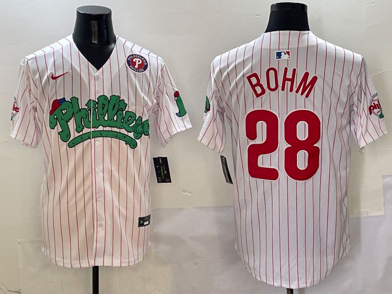 Men Philadelphia Phillies #28 Bohm White Fourth generation Joint Name Nike 2025 MLB Jersey style 15